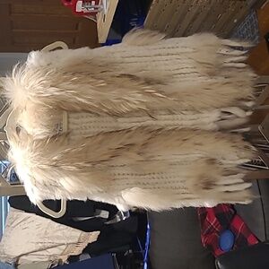 Fur Vest in White And Cream Some Gray